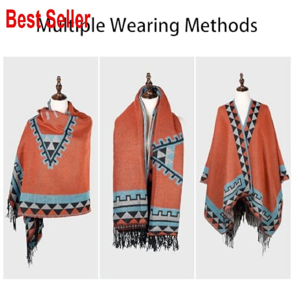 Oversized Pashmina Shawl Soft Winter Warm Blanket Scarf Elegant Retro - Picture 6 of 7